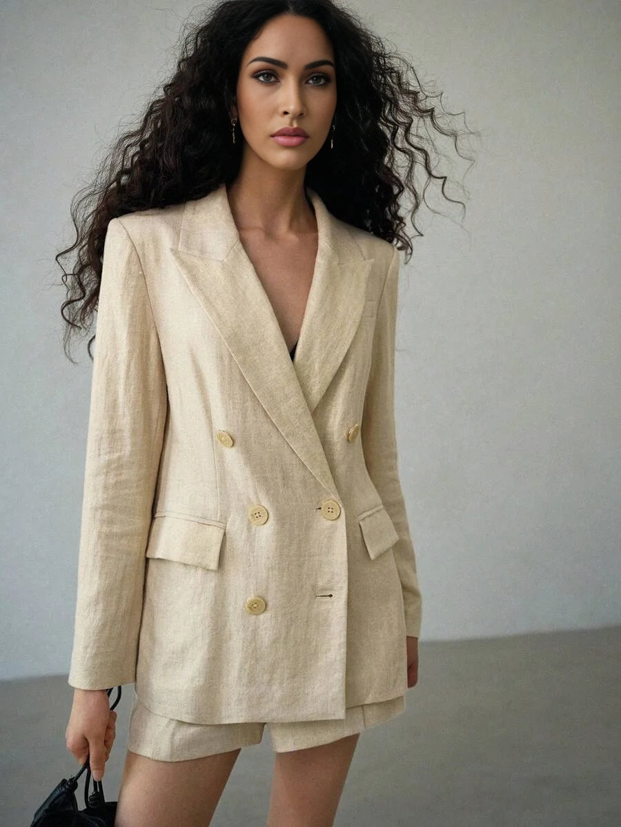 PREMIUM LINEN DOUBLE BREASTED BLAZER