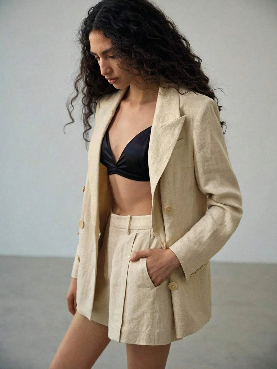 PREMIUM LINEN DOUBLE BREASTED BLAZER