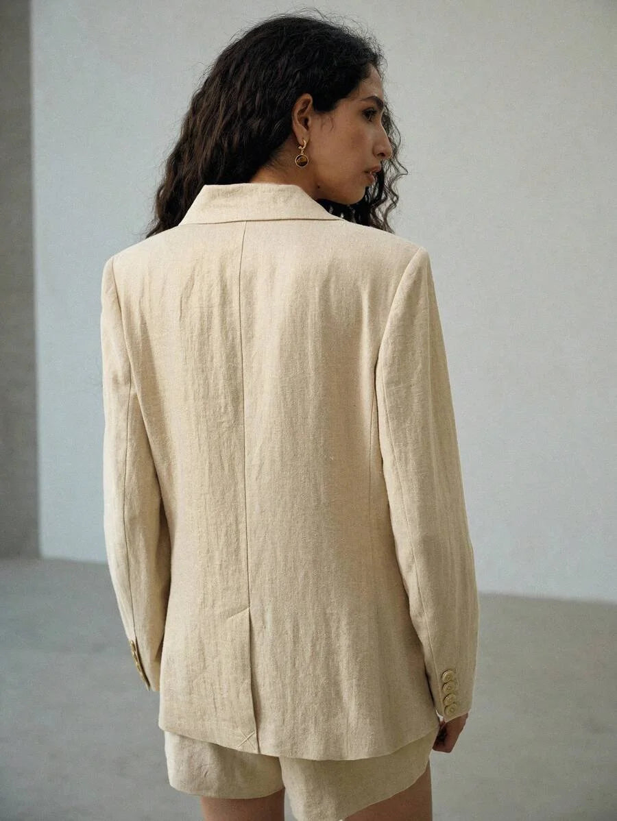 PREMIUM LINEN DOUBLE BREASTED BLAZER