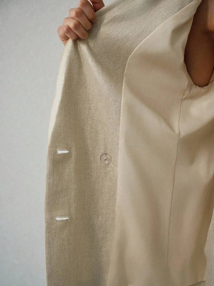 PREMIUM LINEN DOUBLE BREASTED BLAZER