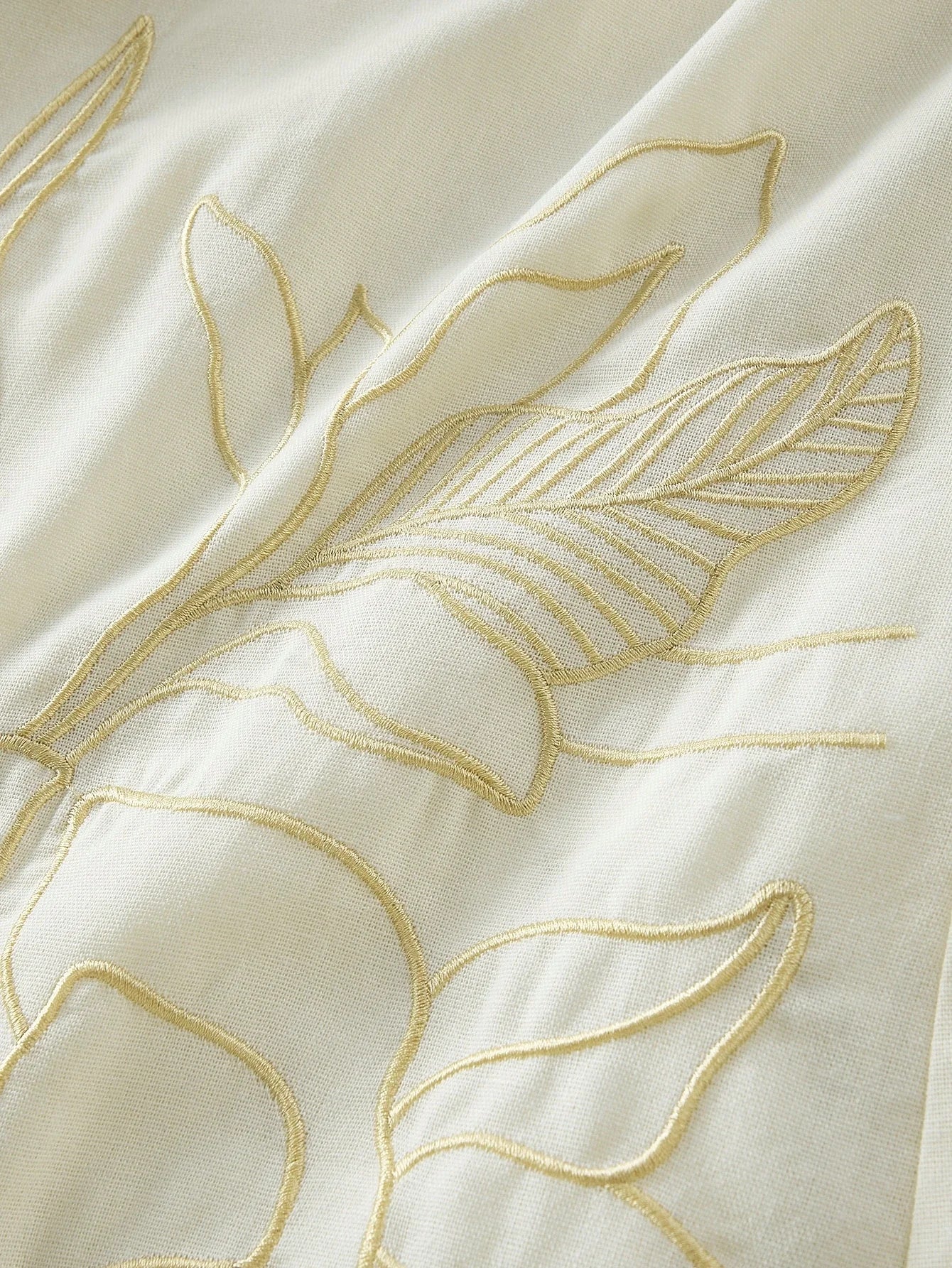 PREMIUM LINEN EMBROIDERED BELTED DRESS