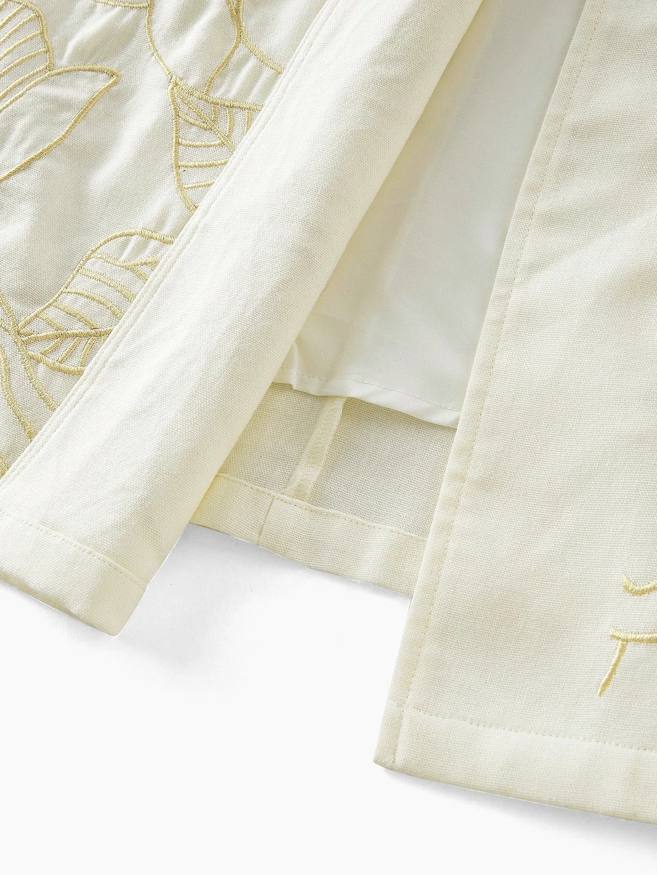 PREMIUM LINEN EMBROIDERED BELTED DRESS