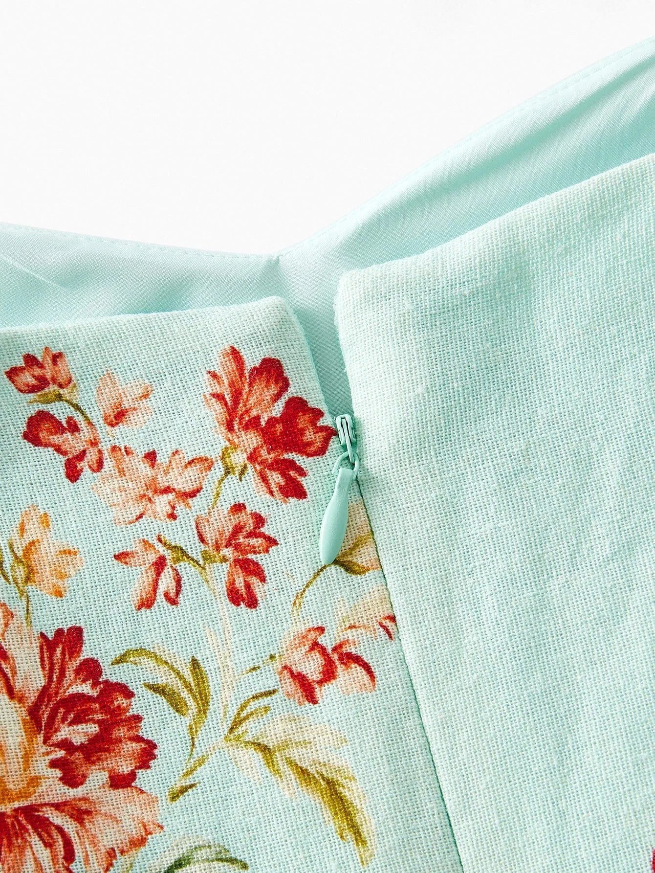 PREMIUM LINEN FLORAL PRINT BELTED DRESS