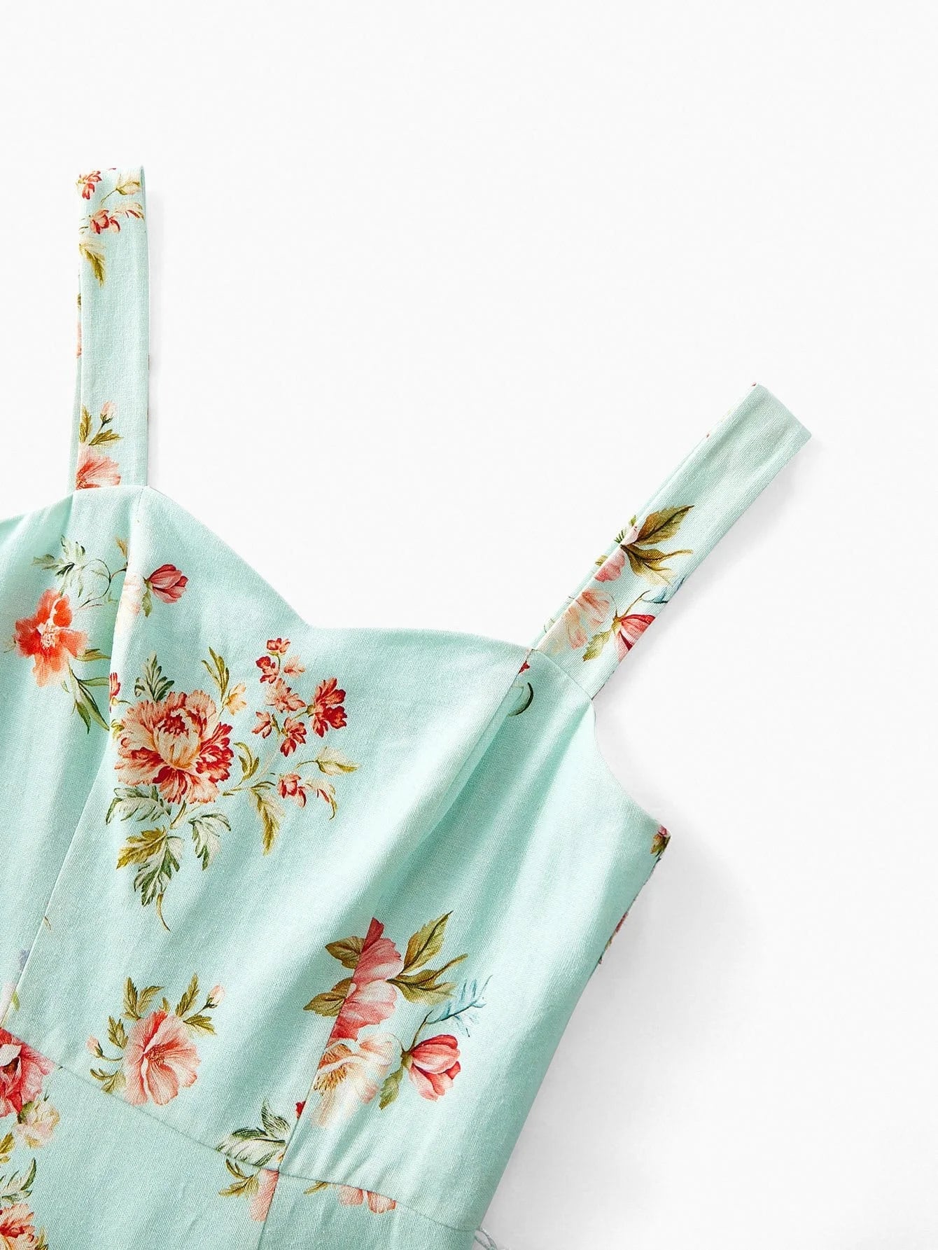 PREMIUM LINEN FLORAL PRINT BELTED DRESS