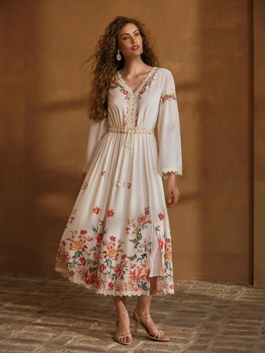 PREMIUM LINEN FLORAL PRINT DRESS