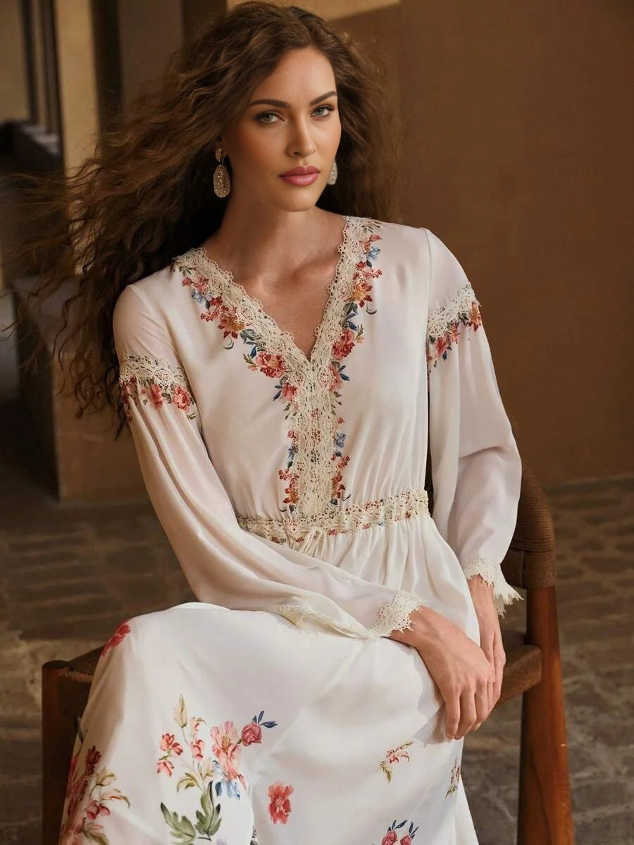 PREMIUM LINEN FLORAL PRINT DRESS