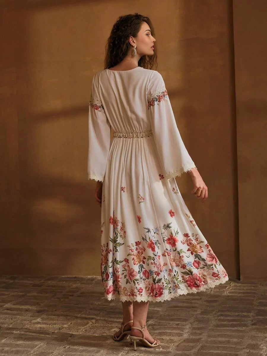 PREMIUM LINEN FLORAL PRINT DRESS