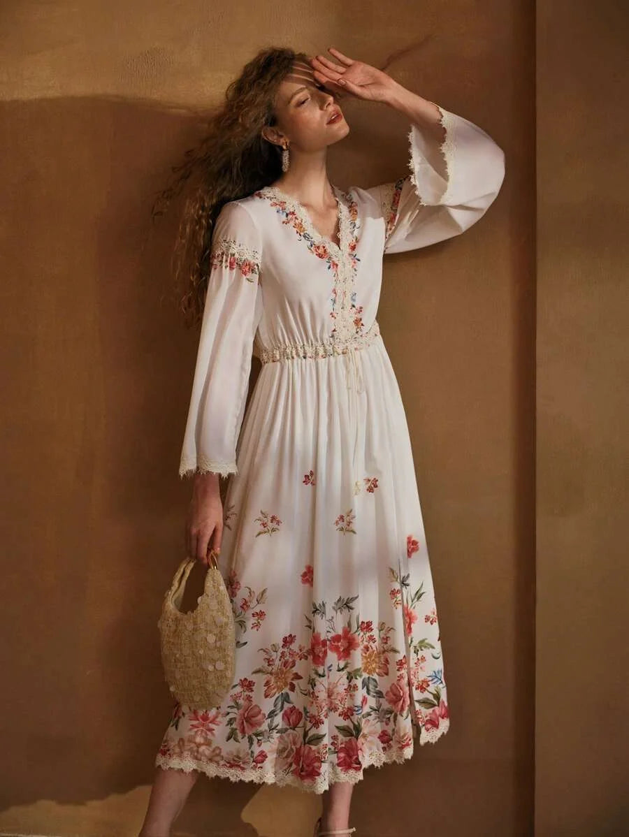 PREMIUM LINEN FLORAL PRINT DRESS