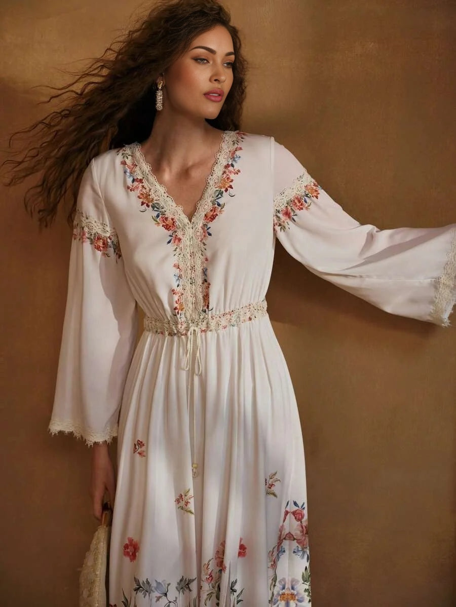 PREMIUM LINEN FLORAL PRINT DRESS