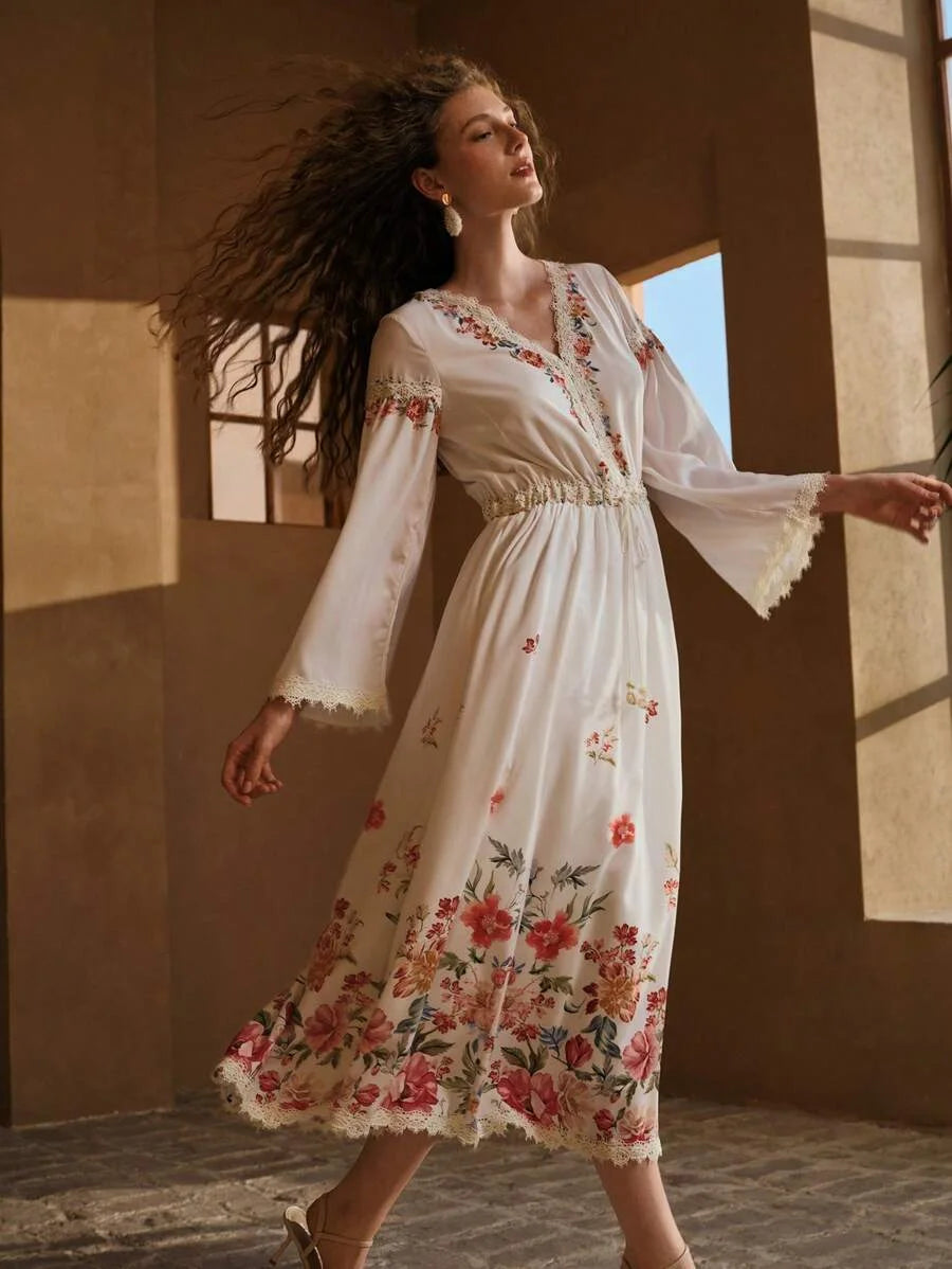 PREMIUM LINEN FLORAL PRINT DRESS