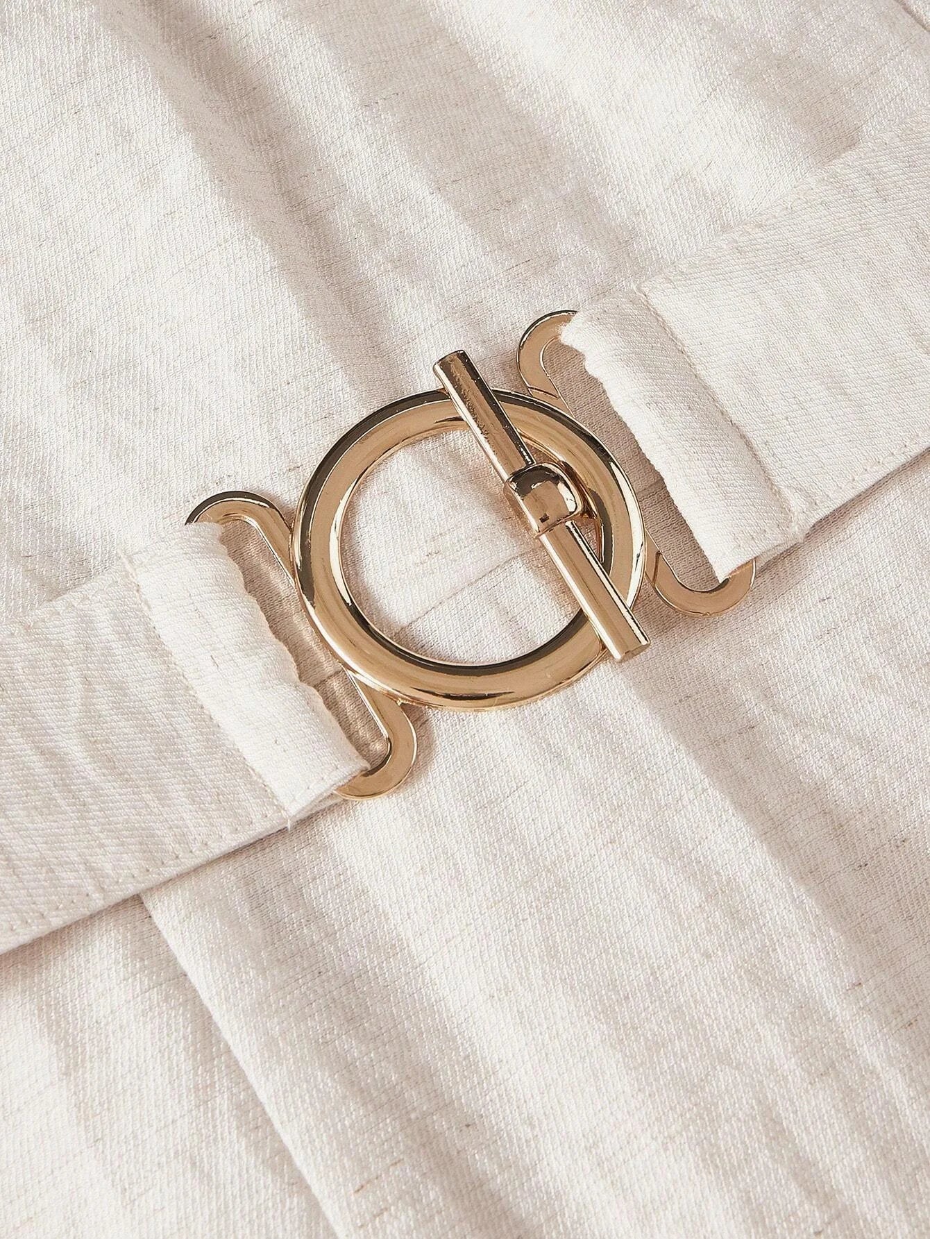 PREMIUM LINEN LINEN SOLID PUFF SLEEVE RUFFLE HEM BELTED DRESS