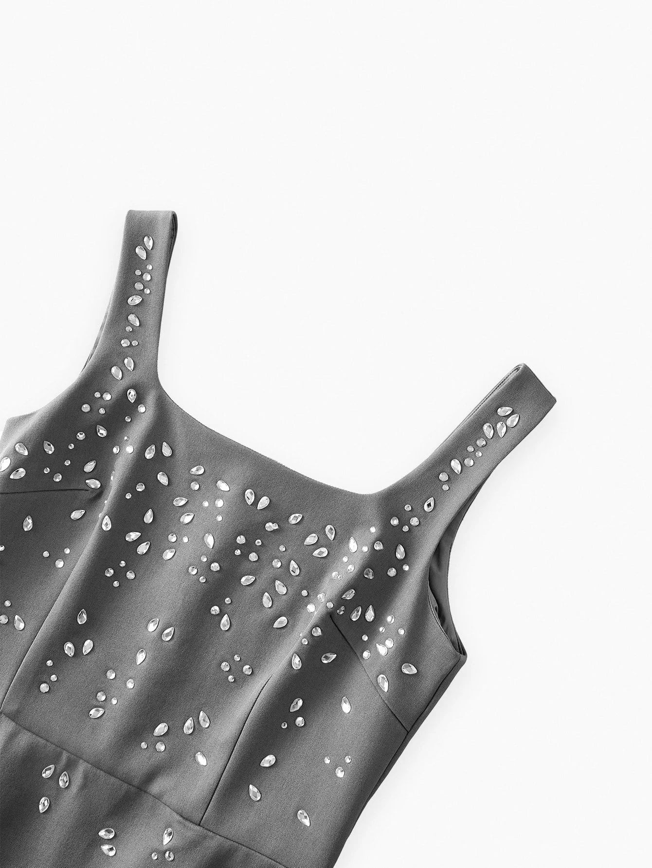 PREMIUM LUXURY HANDCRAFTED RHINESTONE EMBELLISHED MIDLENGTH DRESS