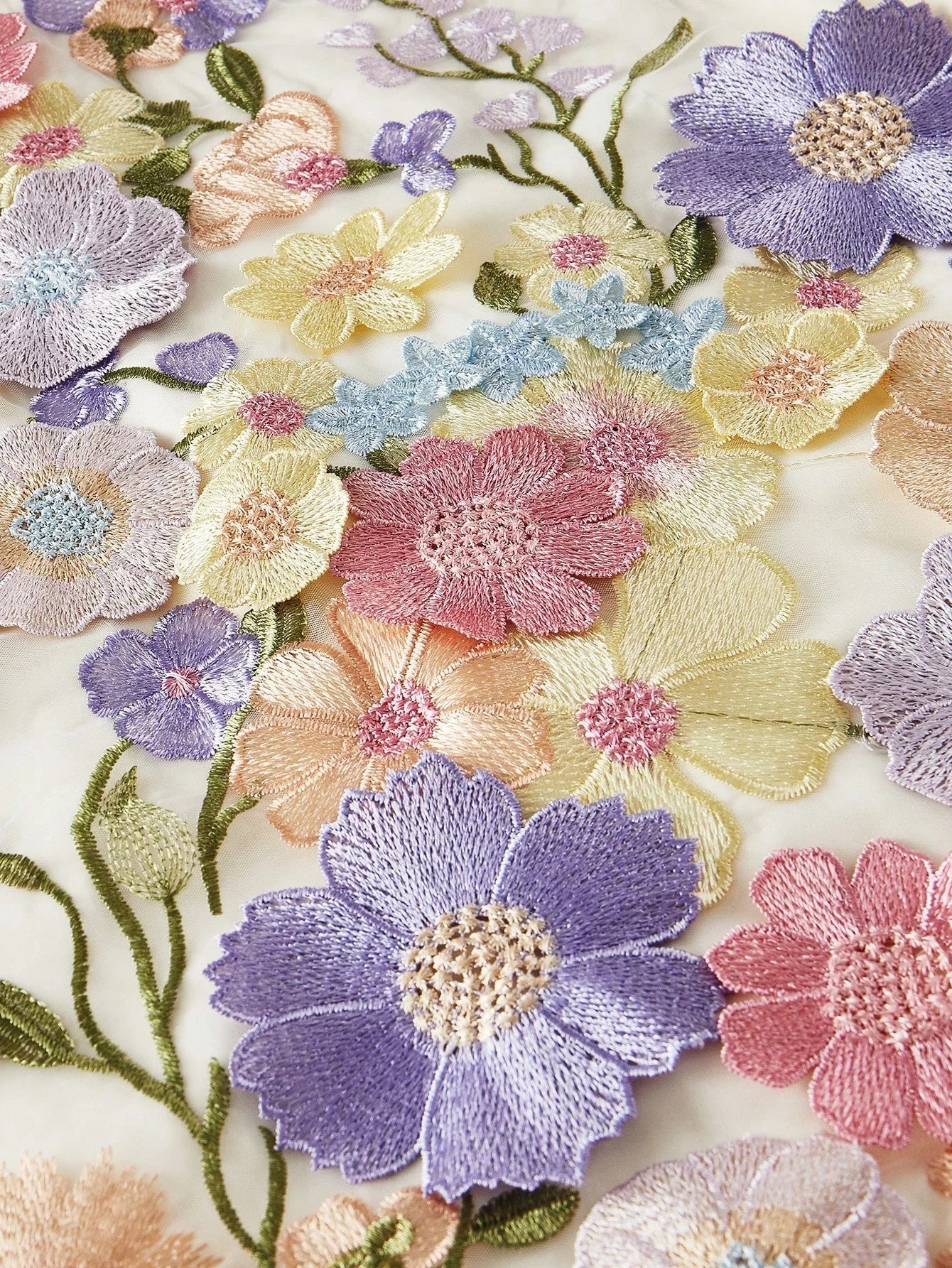 PREMIUM MESH EMBROIDERED FLORAL MINI DRESS