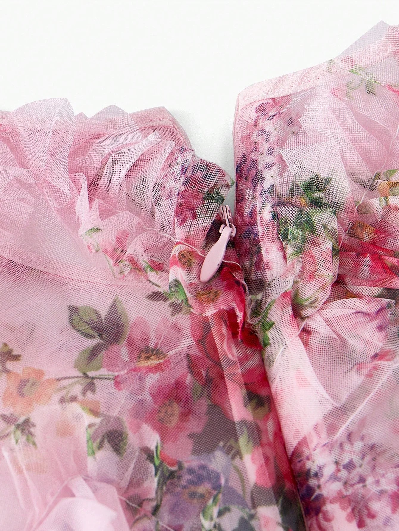 PREMIUM MESH FLORAL PRINT FLOWY DRESS