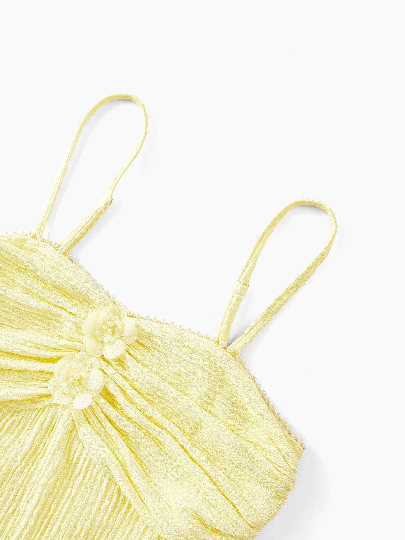 PREMIUM MESH GATHERED CAMI DRESS