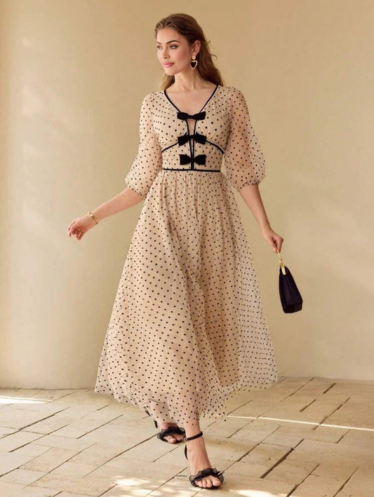 PREMIUM MESH POLKA DOT LIGHTWEIGHT DRESSSPRINGSUMMER