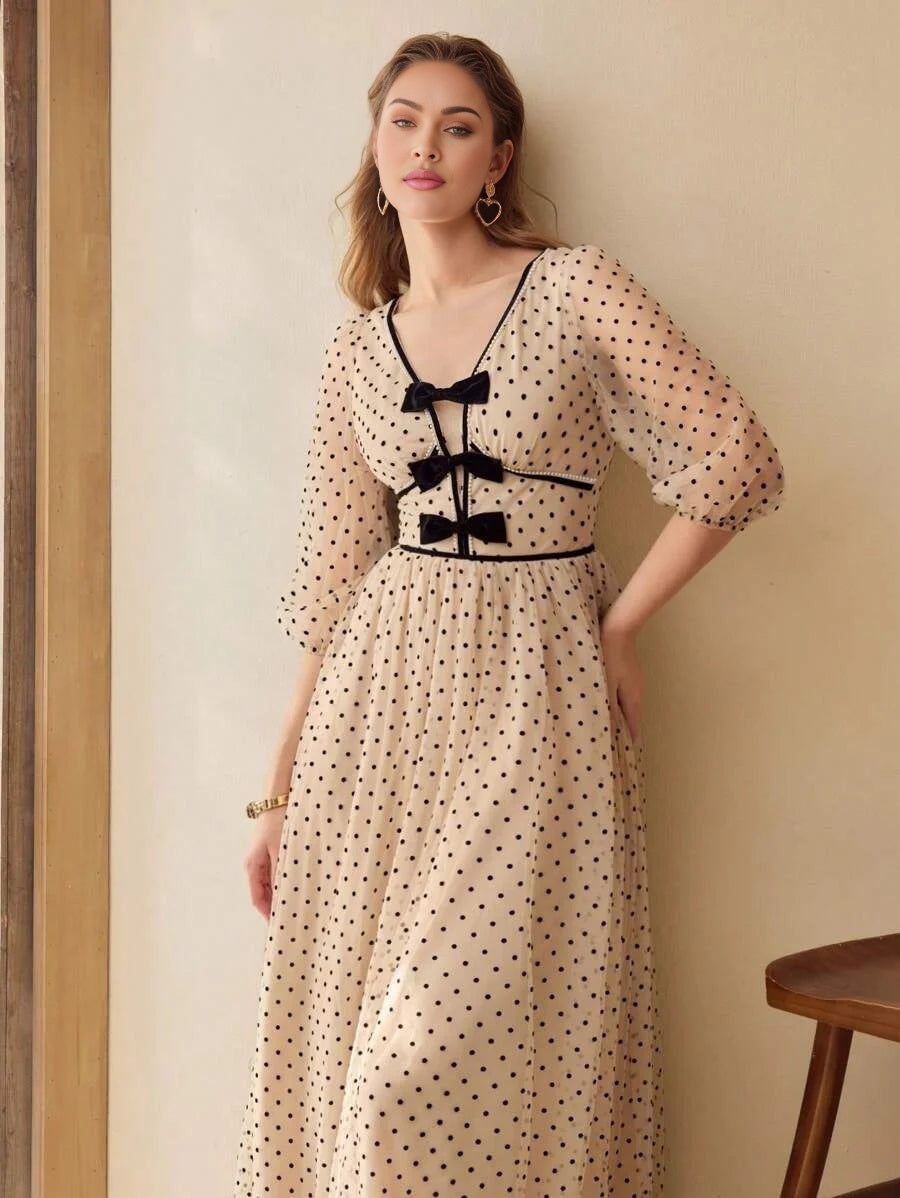 PREMIUM MESH POLKA DOT LIGHTWEIGHT DRESSSPRINGSUMMER