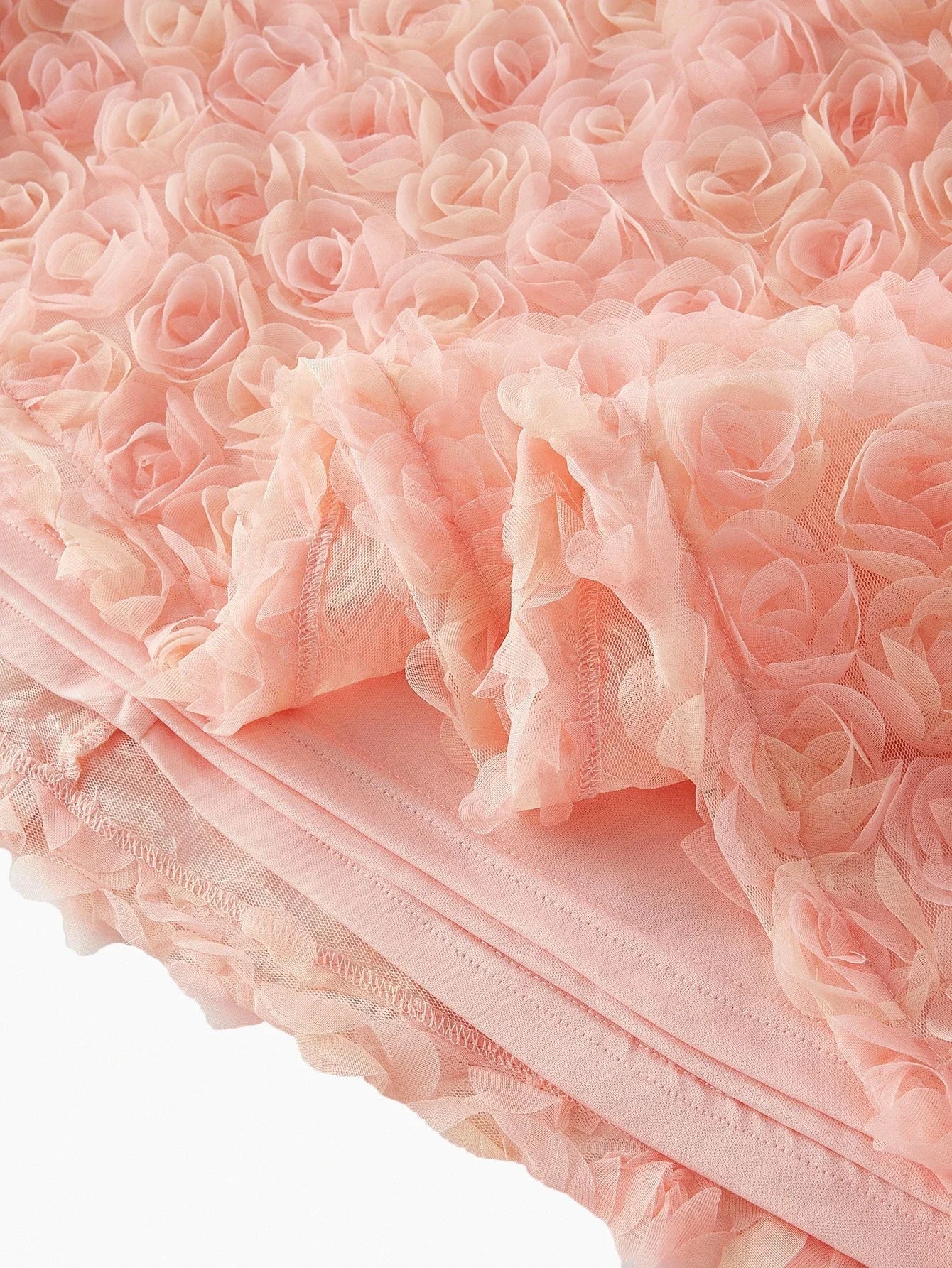 PREMIUM MESH STEREO FLORAL ASYMMETRICAL NECK DRESS