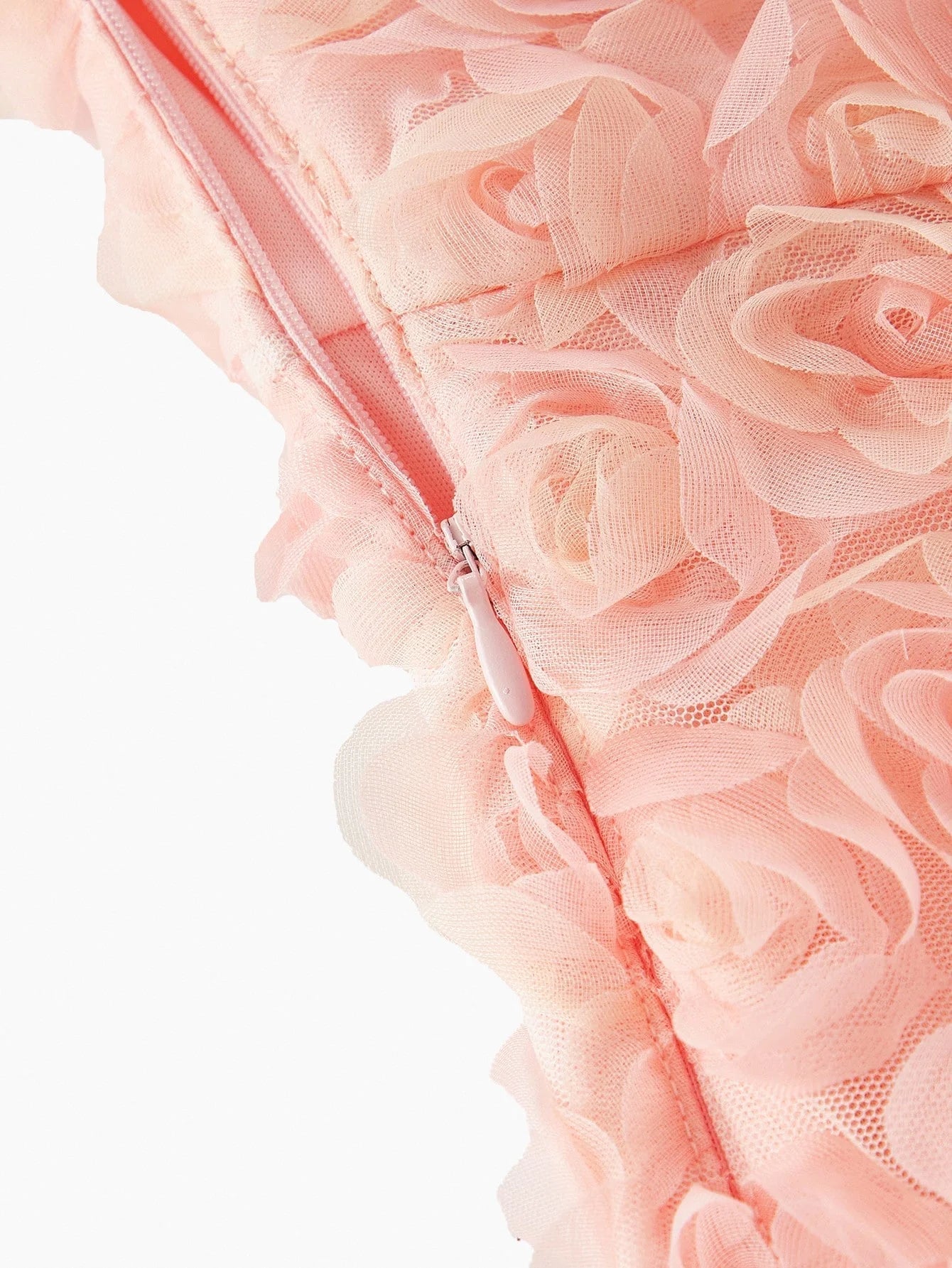 PREMIUM MESH STEREO FLORAL ASYMMETRICAL NECK DRESS