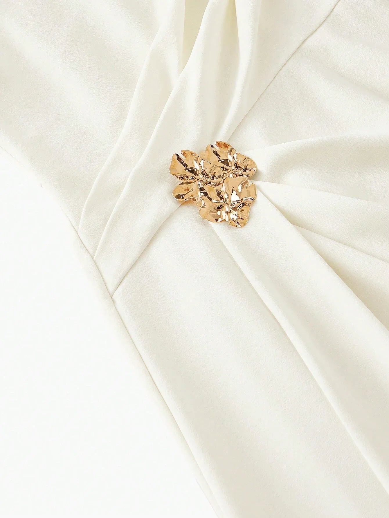 PREMIUM METAL DECOR THIGH SLIT DRESS