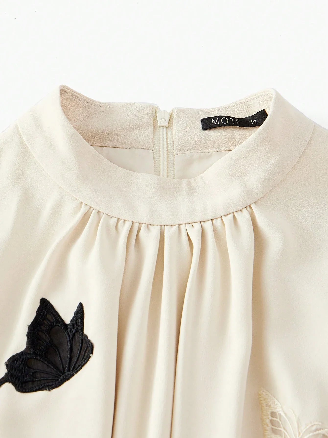 PREMIUM MOCK NECK EMBROIDERY BUTTERFLY PATTERN LONG DRESS