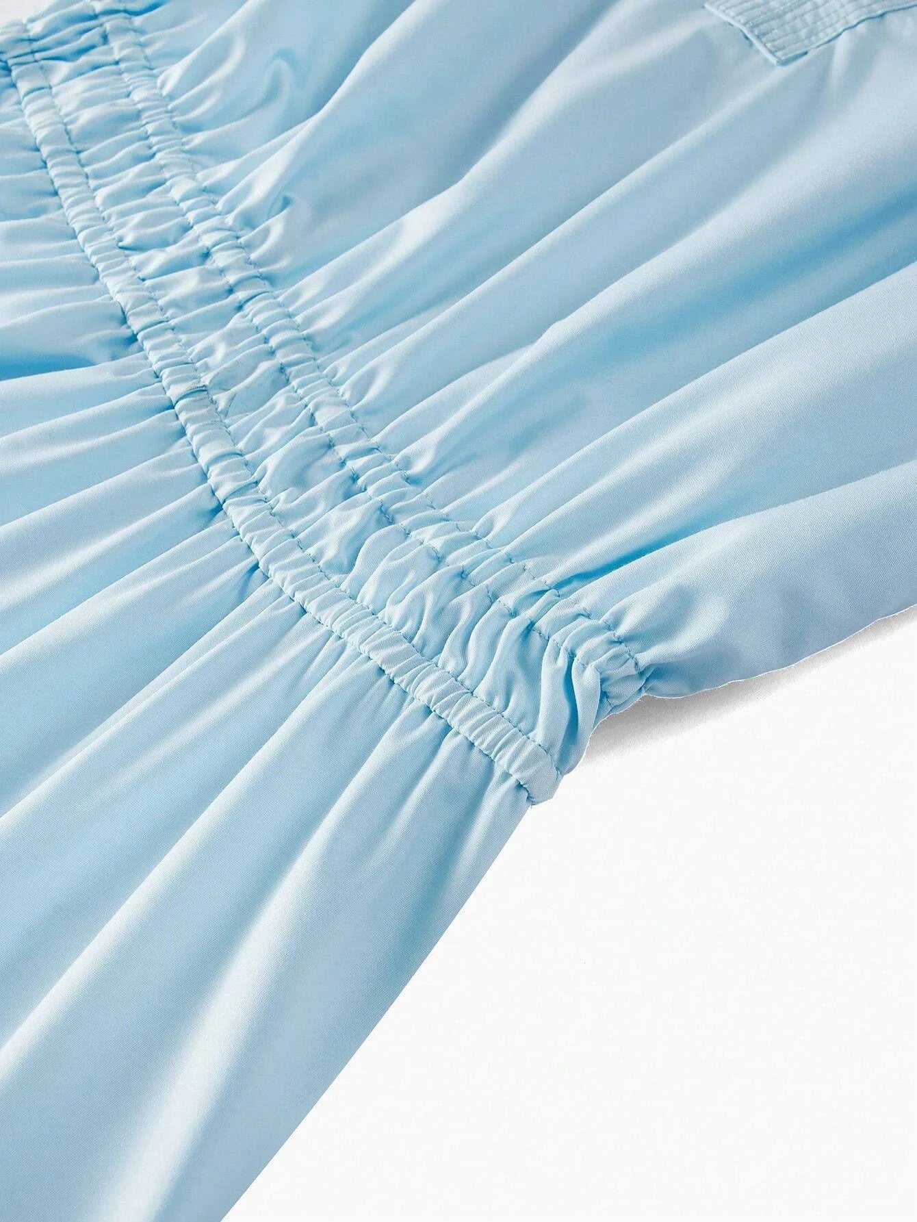 PREMIUM NOTCH NECK PUFF SLEEVE TIERED HEM DRESS