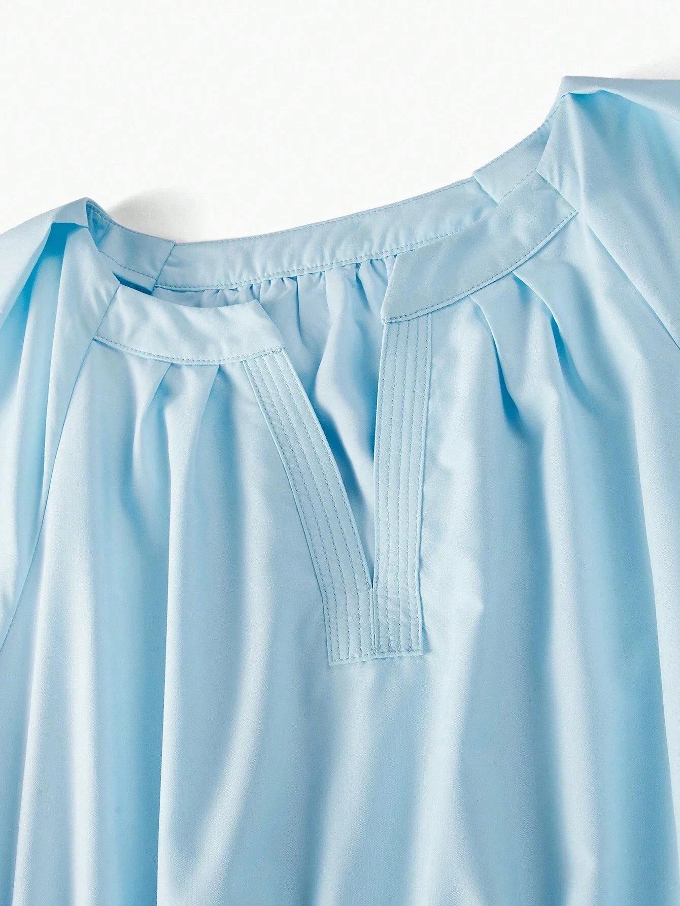 PREMIUM NOTCH NECK PUFF SLEEVE TIERED HEM DRESS