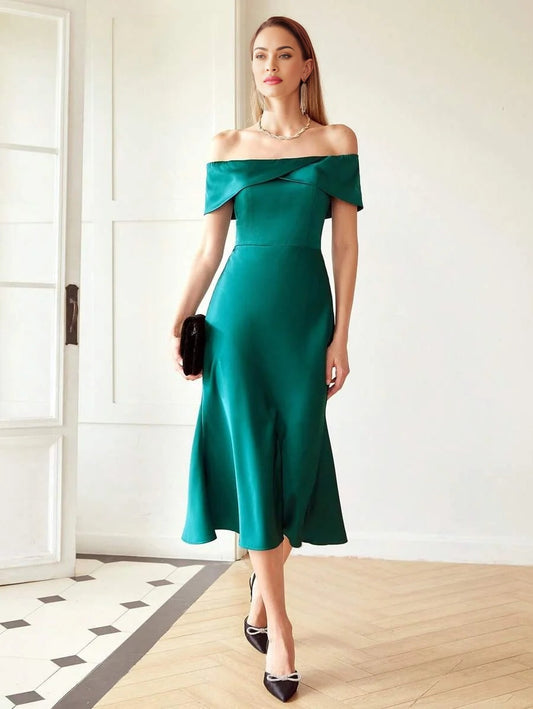 PREMIUM OFF SHOULDER MIDI DRESS
