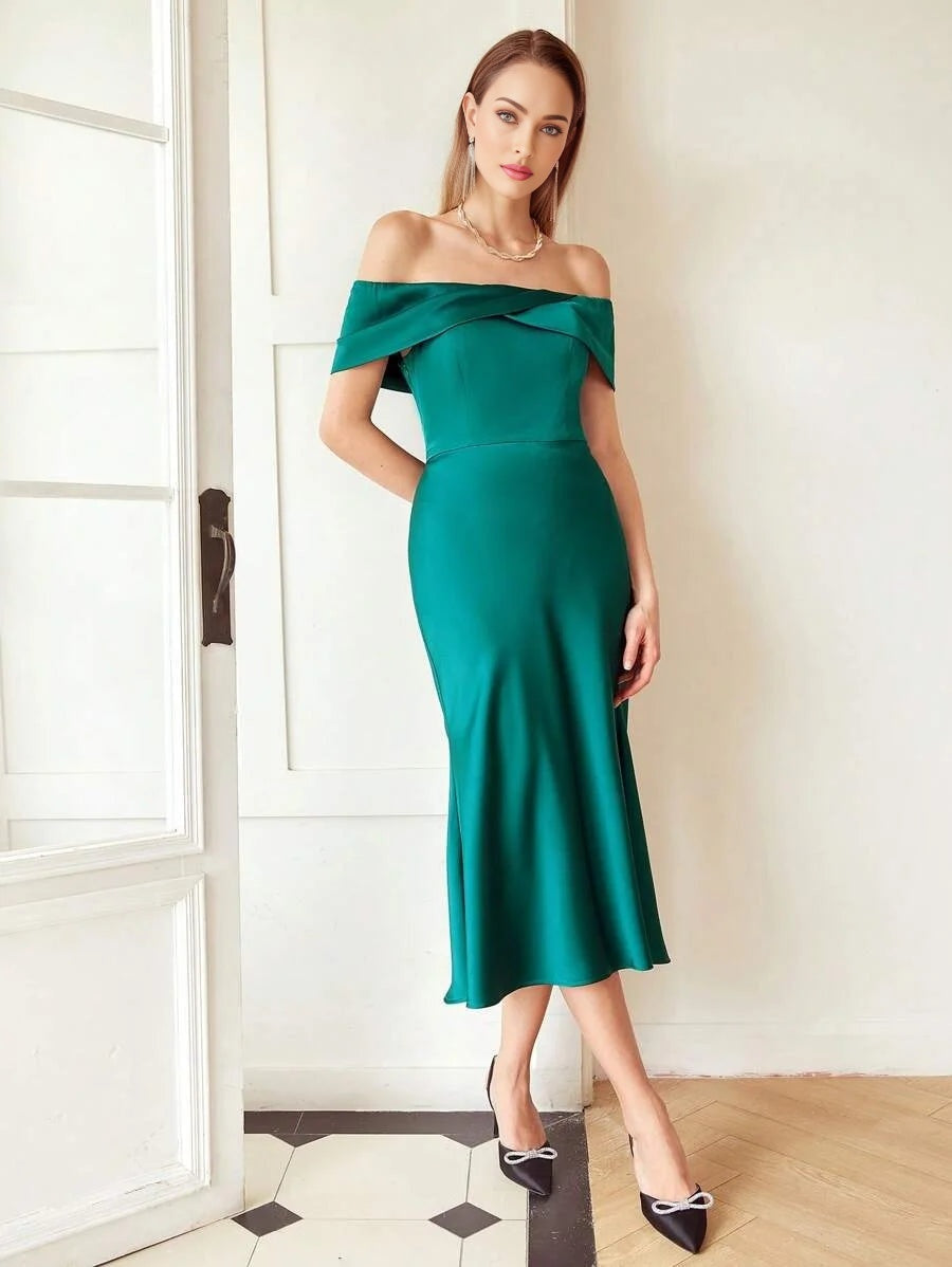 PREMIUM OFF SHOULDER MIDI DRESS