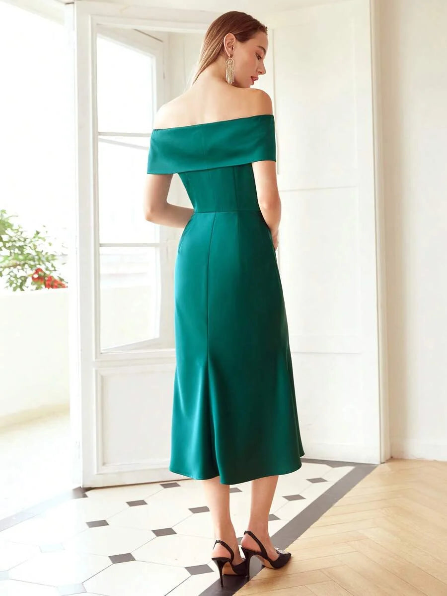PREMIUM OFF SHOULDER MIDI DRESS