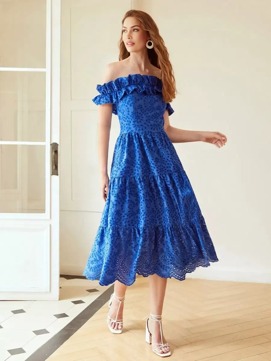 PREMIUM OFFSHOULDER RUFFLE SCHIFFY DRESSSUMMER OUTFITS FOR BEACH VACATION