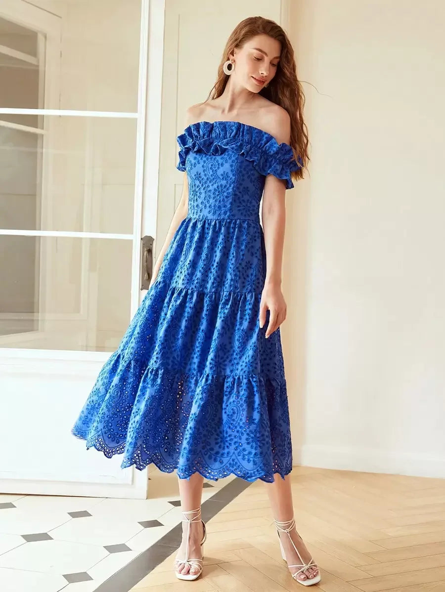 PREMIUM OFFSHOULDER RUFFLE SCHIFFY DRESSSUMMER OUTFITS FOR BEACH VACATION