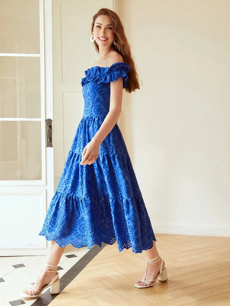 PREMIUM OFFSHOULDER RUFFLE SCHIFFY DRESSSUMMER OUTFITS FOR BEACH VACATION