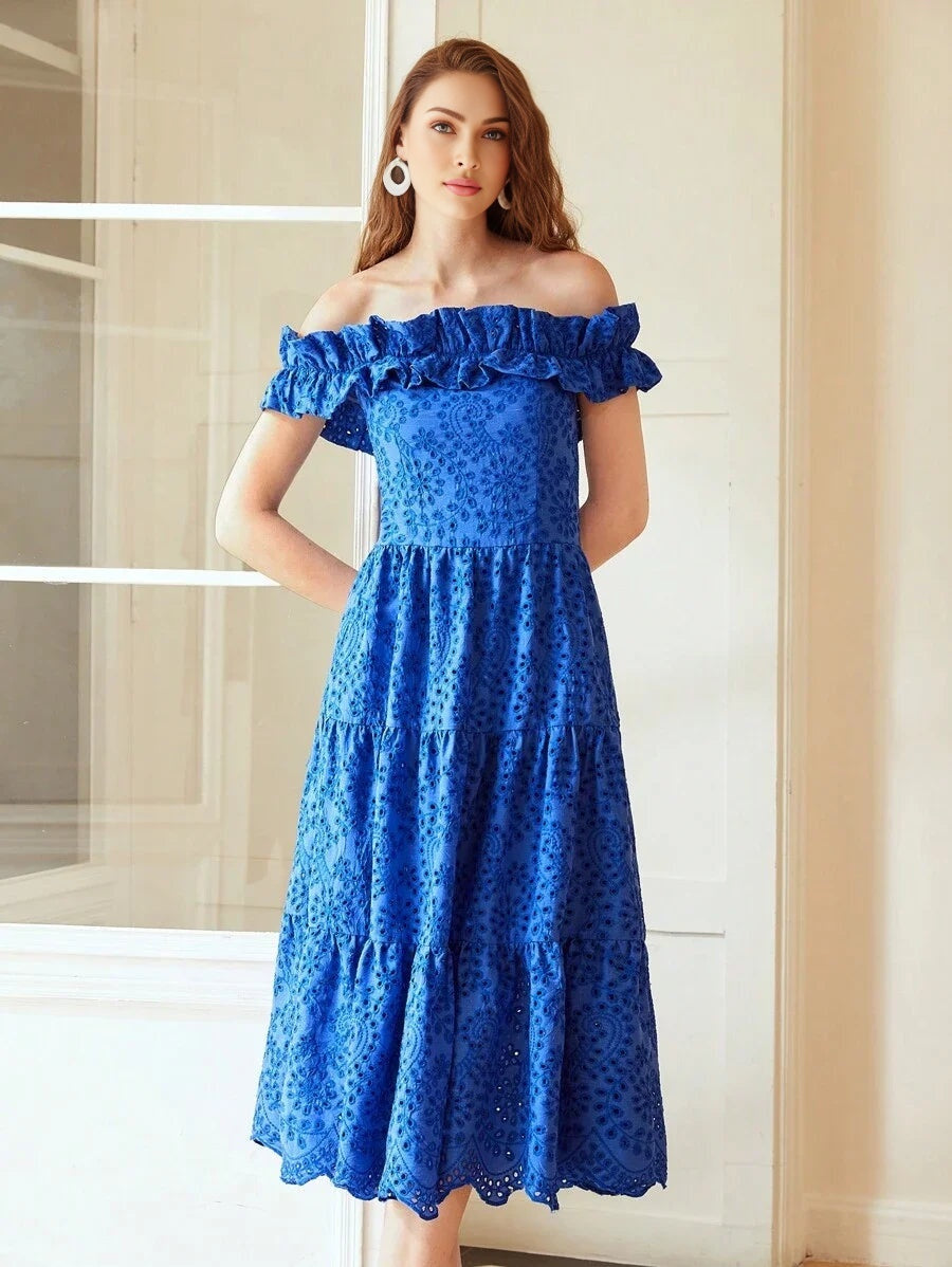 PREMIUM OFFSHOULDER RUFFLE SCHIFFY DRESSSUMMER OUTFITS FOR BEACH VACATION