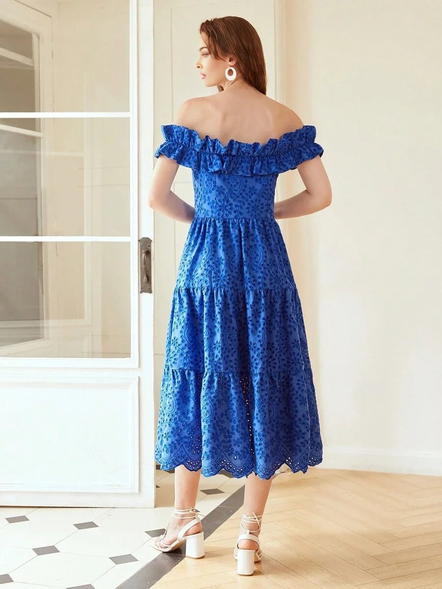 PREMIUM OFFSHOULDER RUFFLE SCHIFFY DRESSSUMMER OUTFITS FOR BEACH VACATION