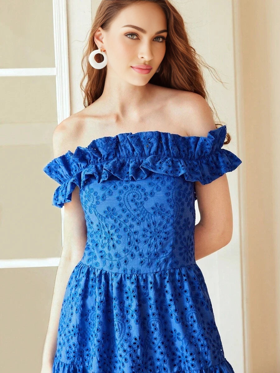 PREMIUM OFFSHOULDER RUFFLE SCHIFFY DRESSSUMMER OUTFITS FOR BEACH VACATION