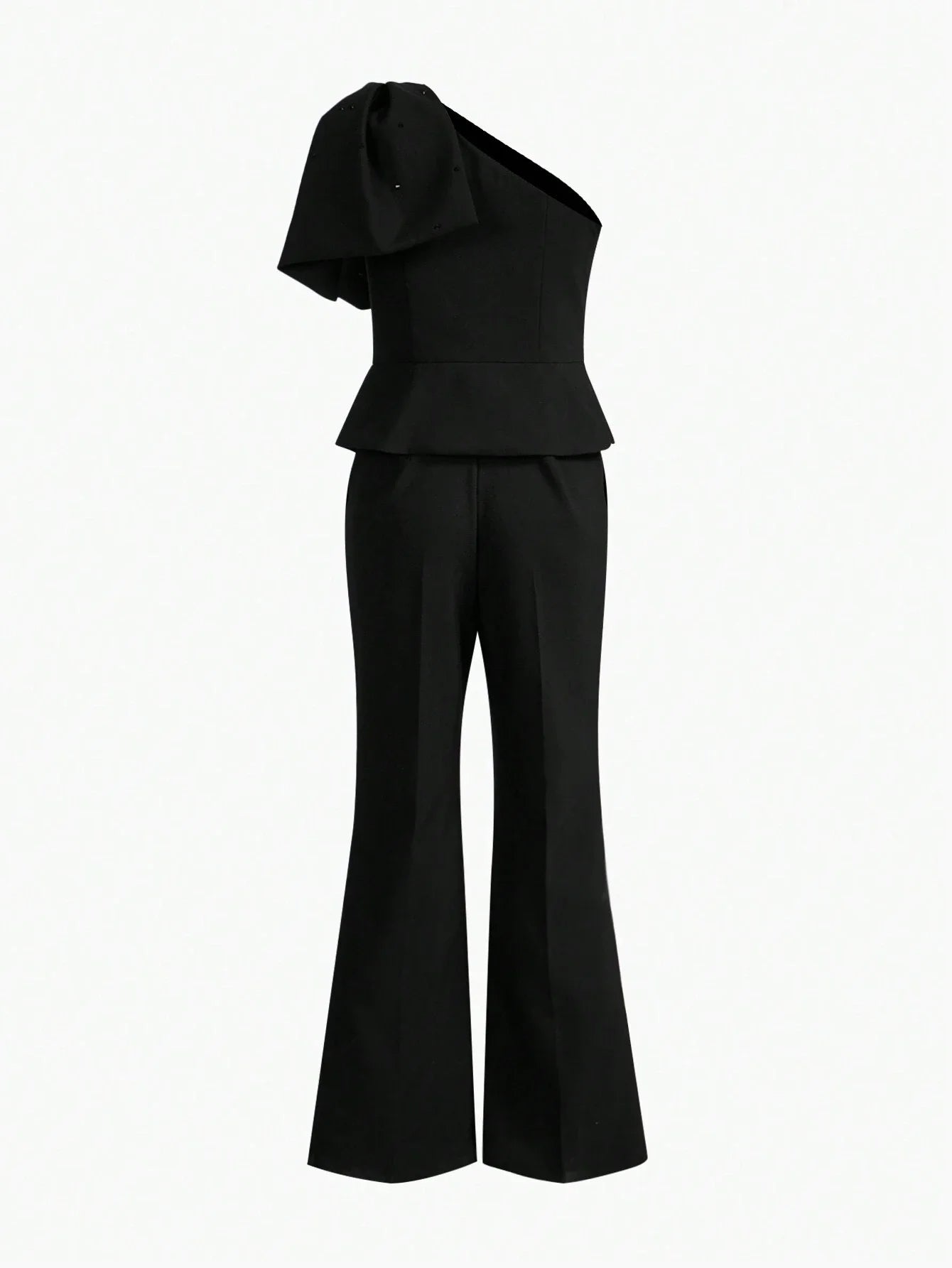PREMIUM ONE SHOULDER BOW DECOR JUMPSUIT
