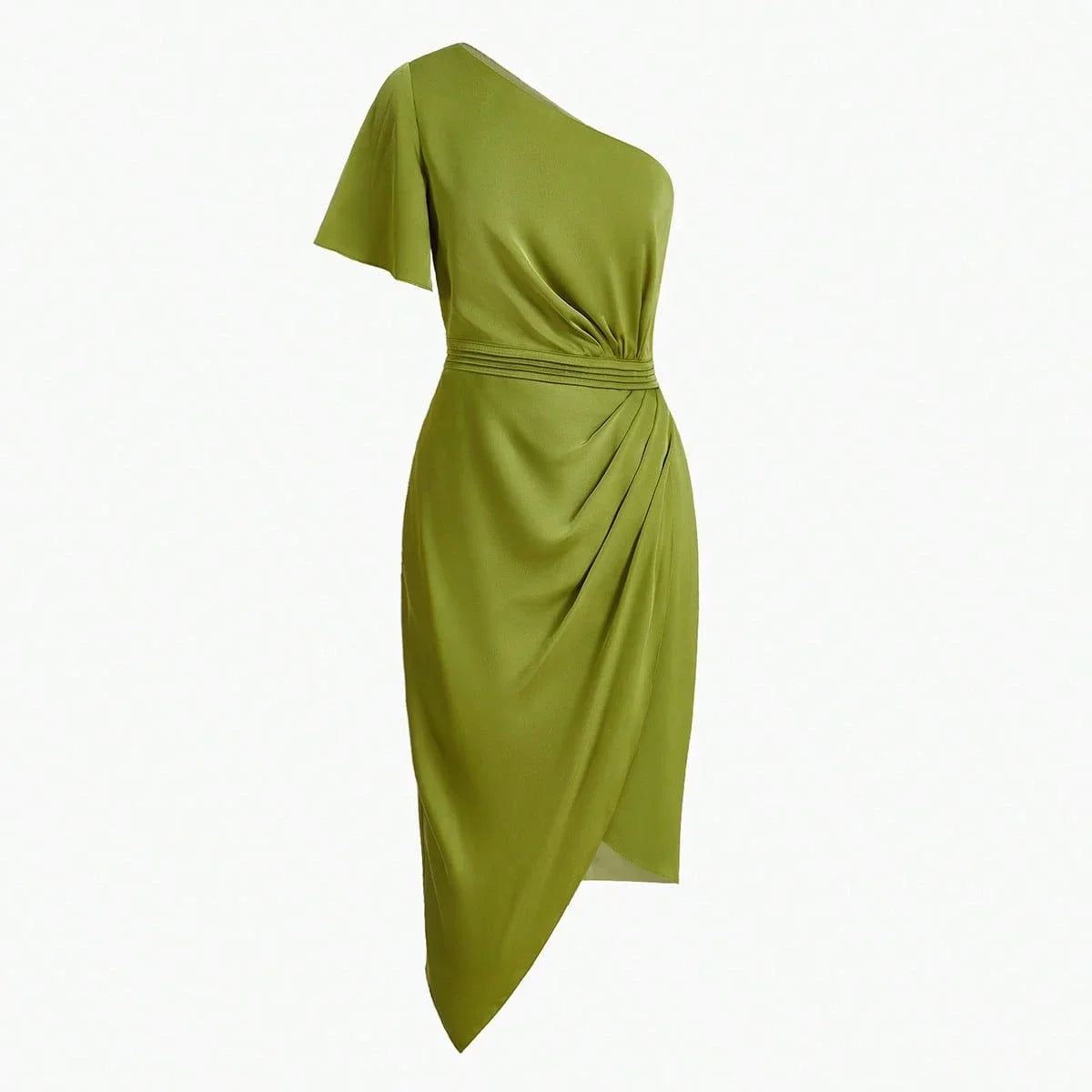 PREMIUM ONESHOULDER GATHERED DRESS