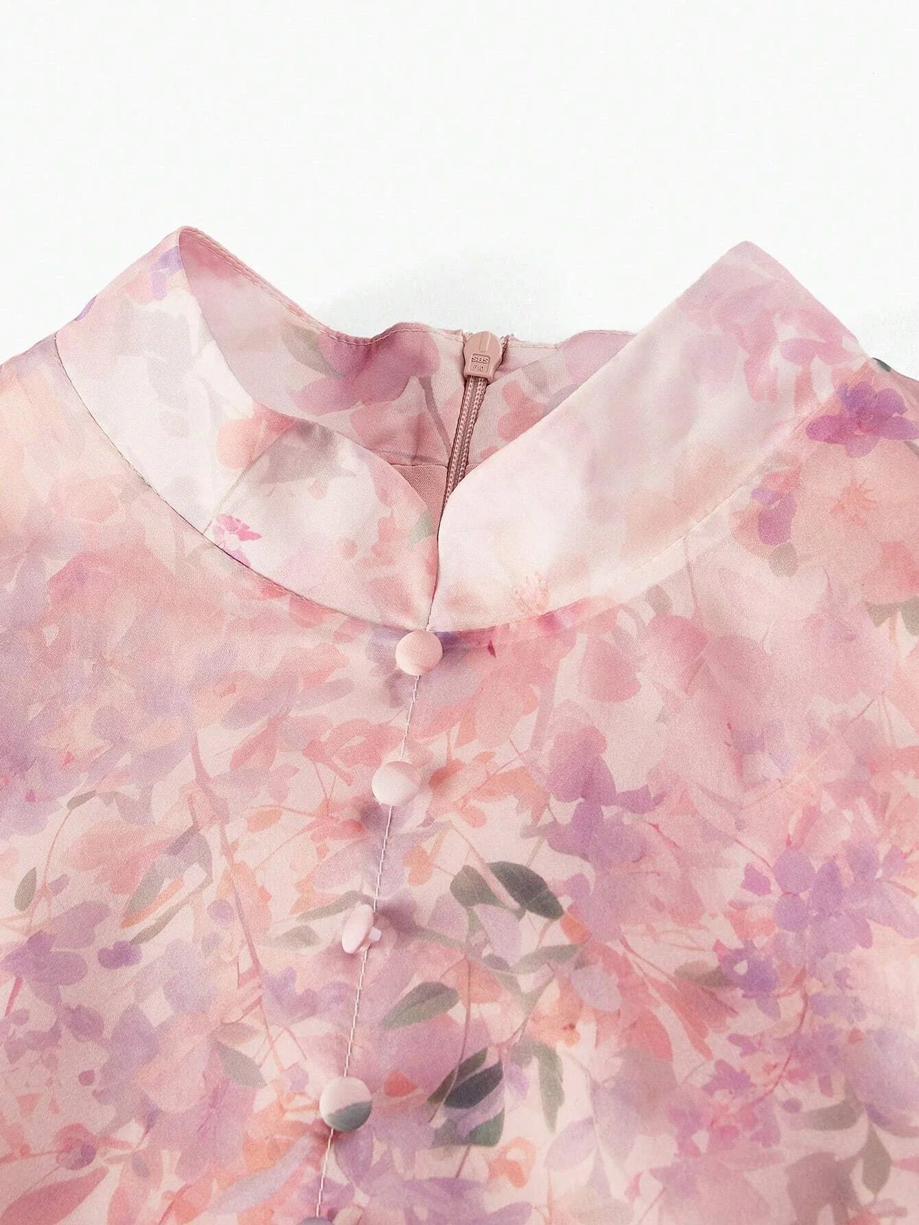 PREMIUM ORGANZA FLORAL PRINT BELTED DRESS