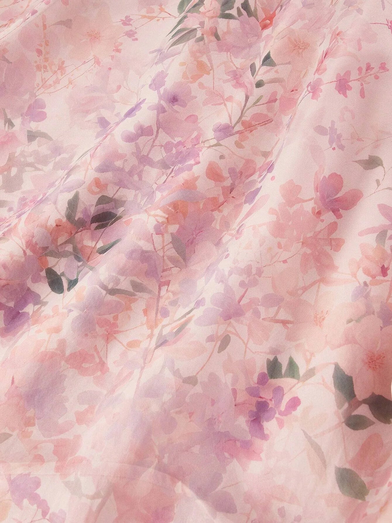 PREMIUM ORGANZA FLORAL PRINT BELTED DRESS