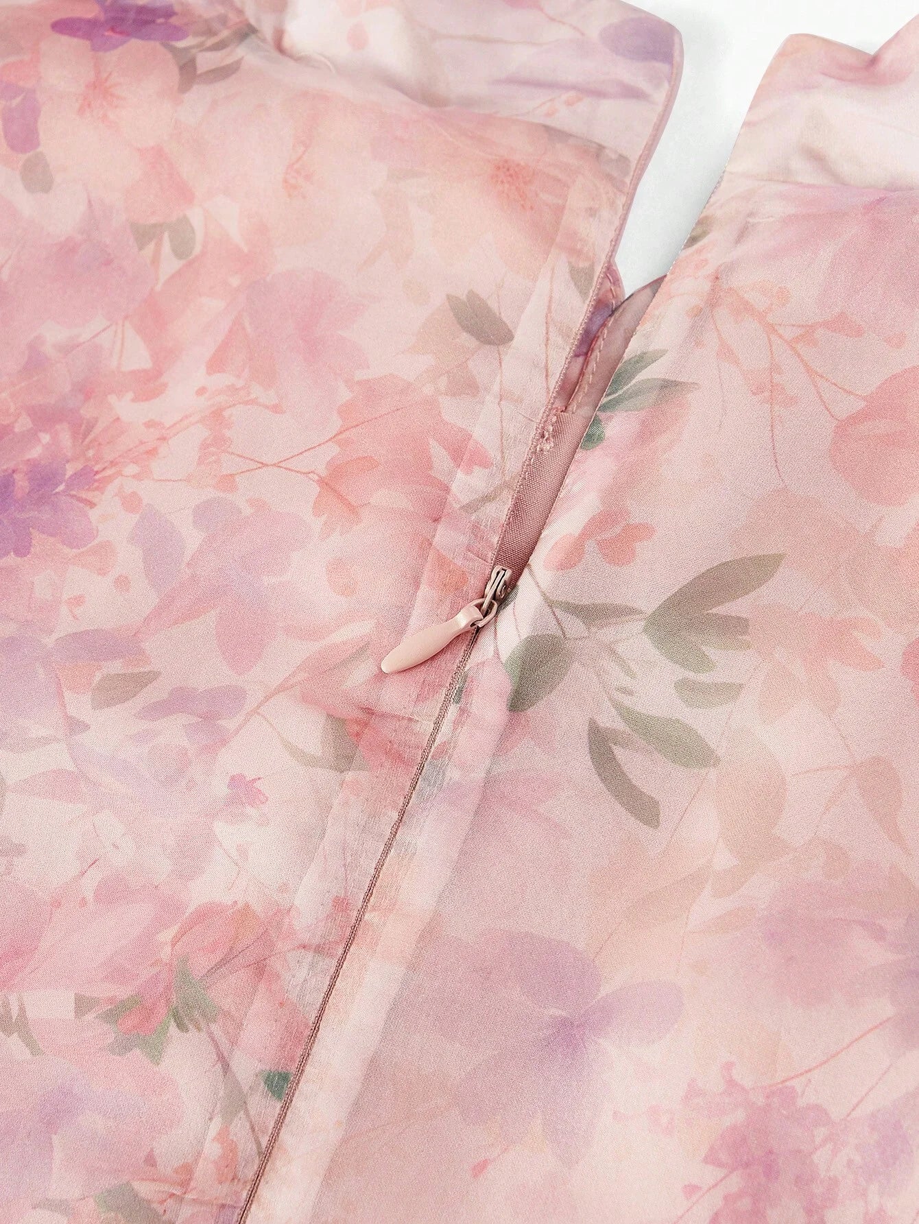 PREMIUM ORGANZA FLORAL PRINT BELTED DRESS