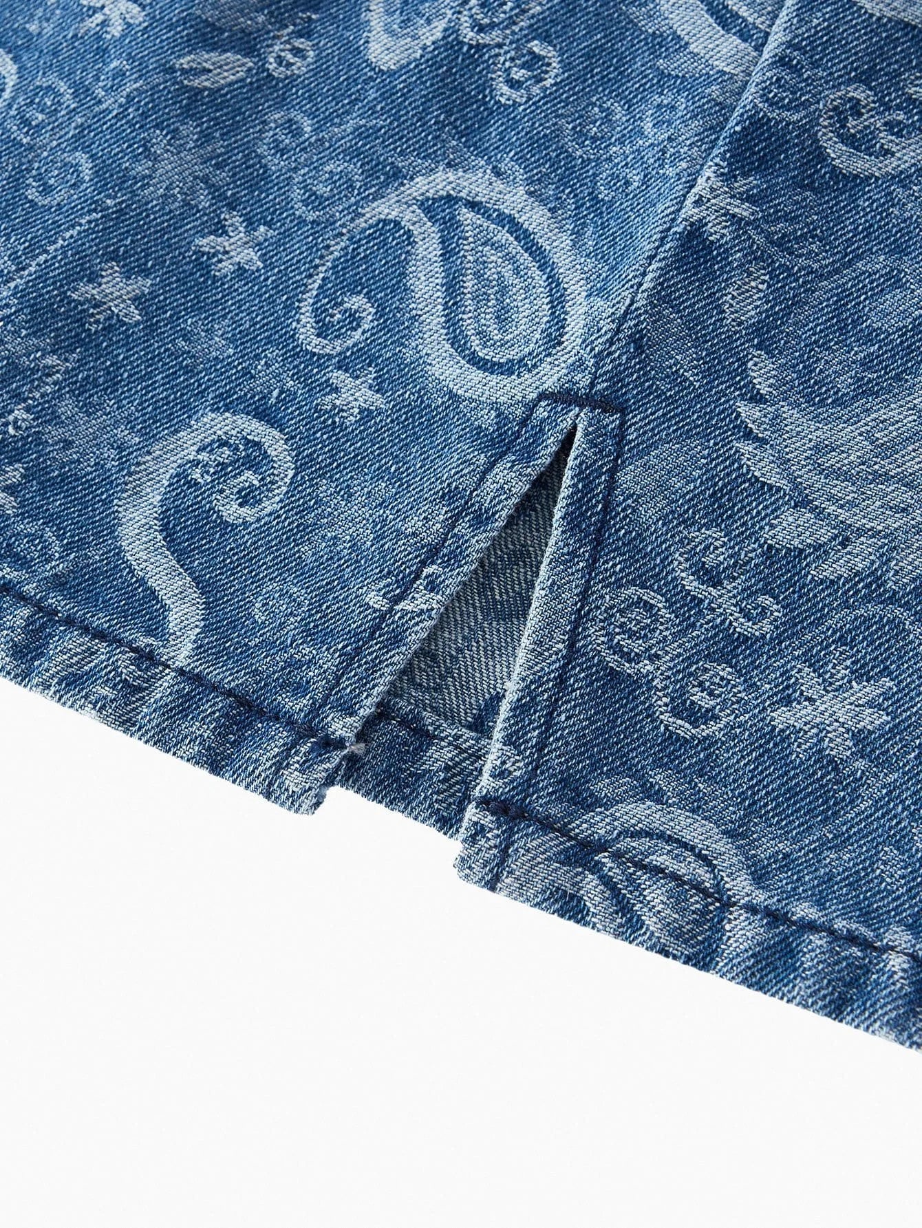PREMIUM PAISLEY PRINT JACQUARD DENIM DRESS