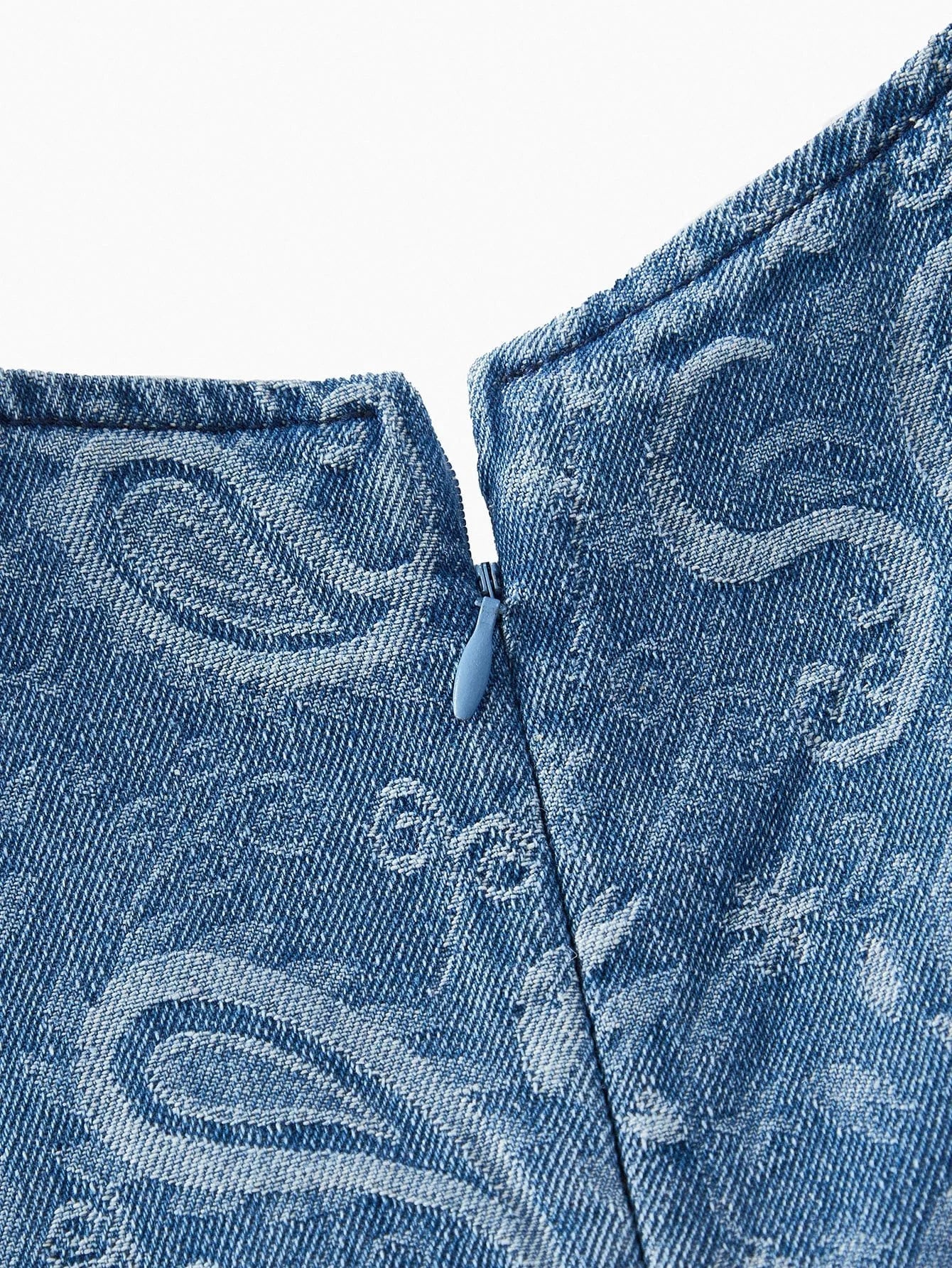 PREMIUM PAISLEY PRINT JACQUARD DENIM DRESS