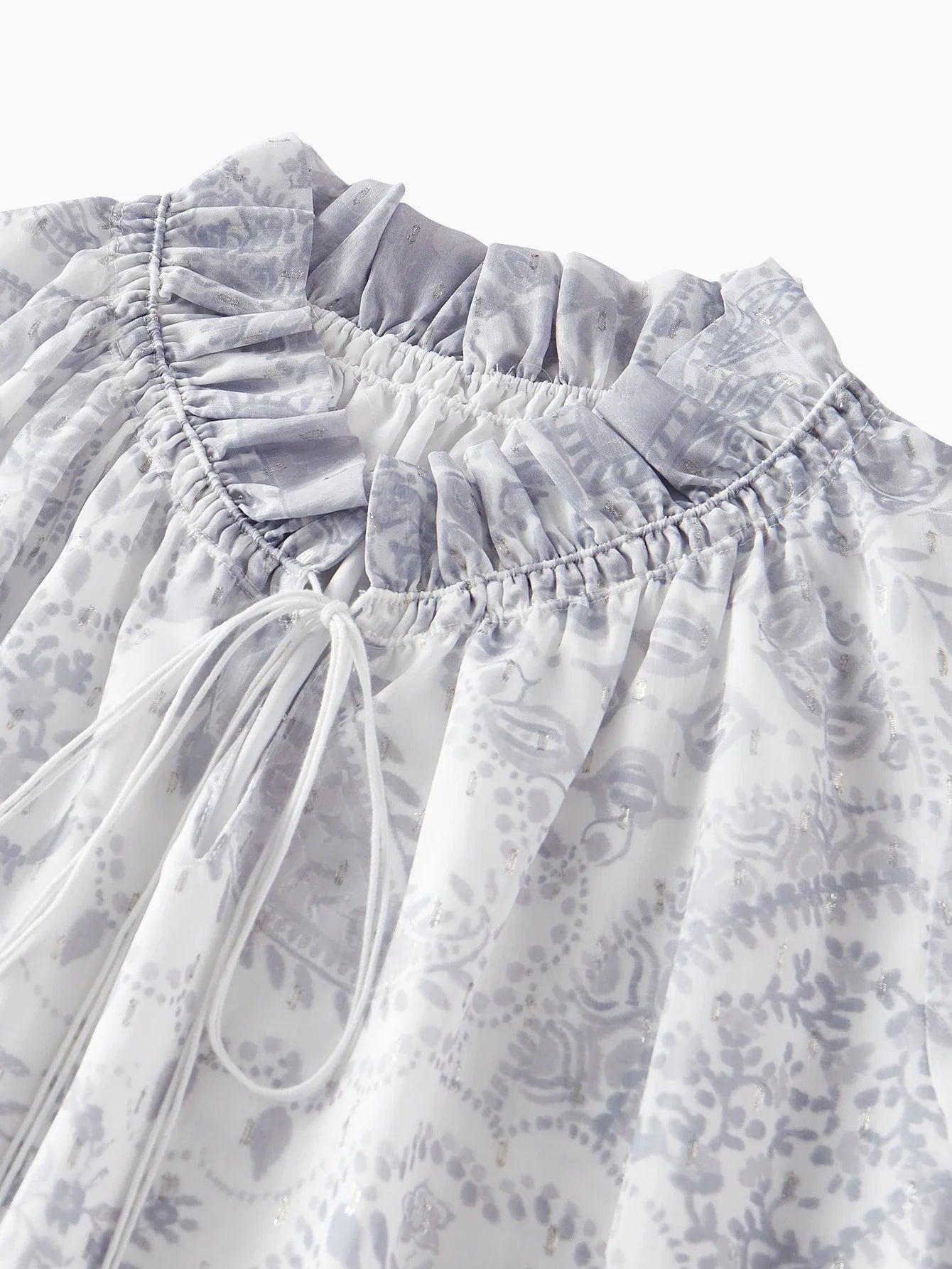 PREMIUM PAISLEY PRINT RUFFLE TRIM DRESS