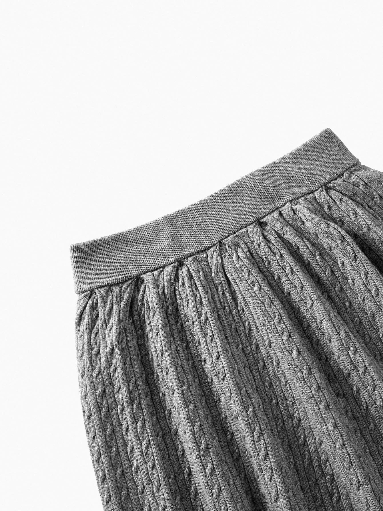 PREMIUM PATCHED HALF BUTTON SWEATER TOP amp SKIRT SWEATER COORD