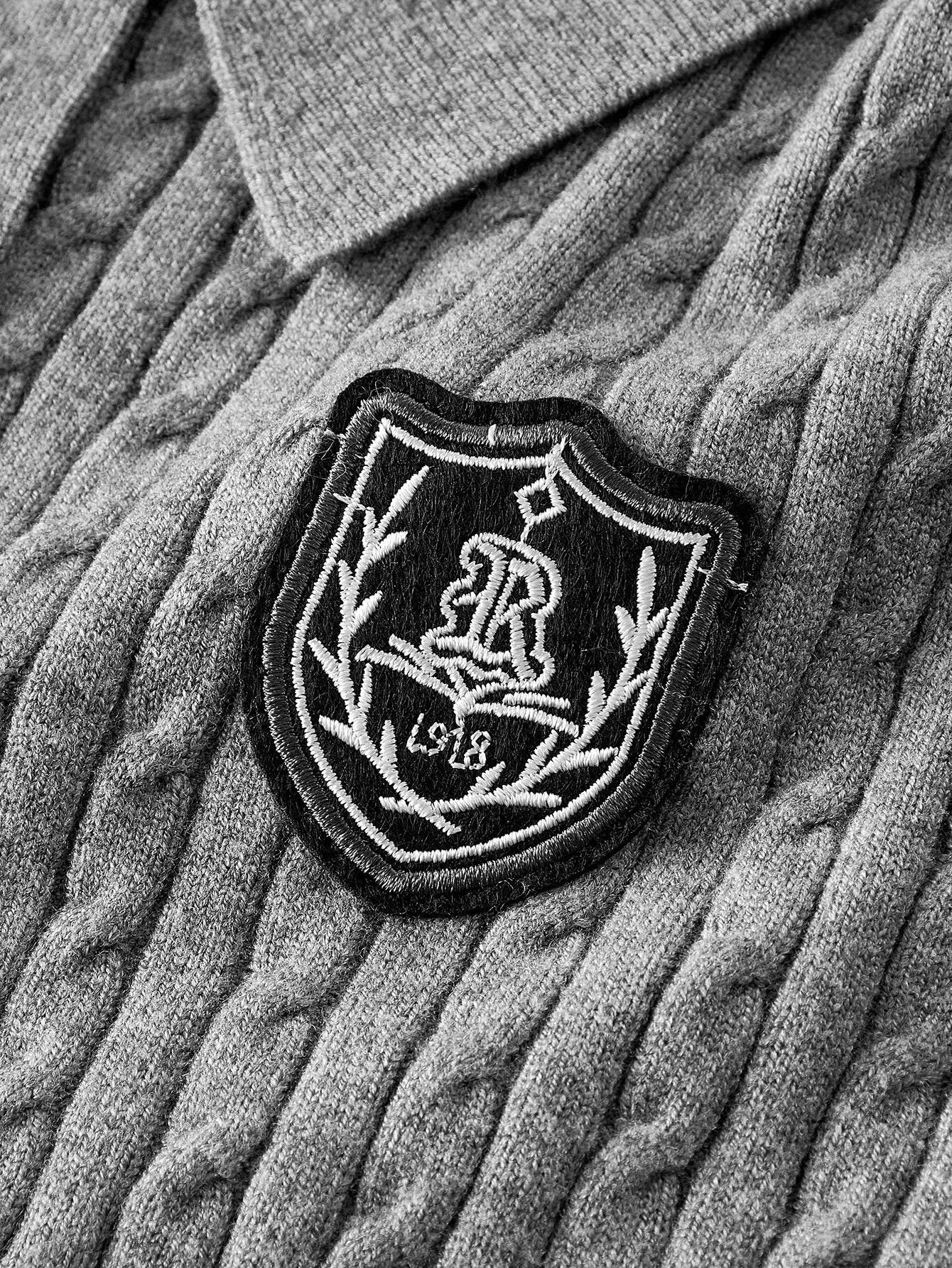 PREMIUM PATCHED HALF BUTTON SWEATER TOP amp SKIRT SWEATER COORD