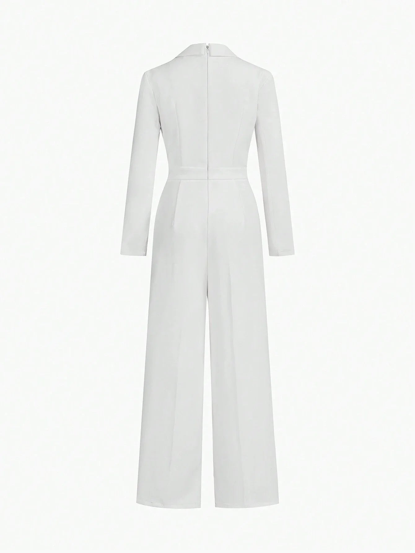 PREMIUM PEAK COLLAR CONTRAST SEQUIN DETAIL SEAM FRONT JUMPSUIT