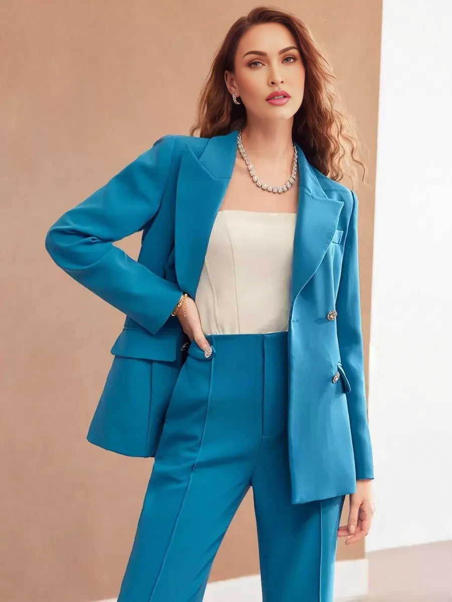 PREMIUM PEAK LAPEL DOUBLE BREASTED BLAZER
