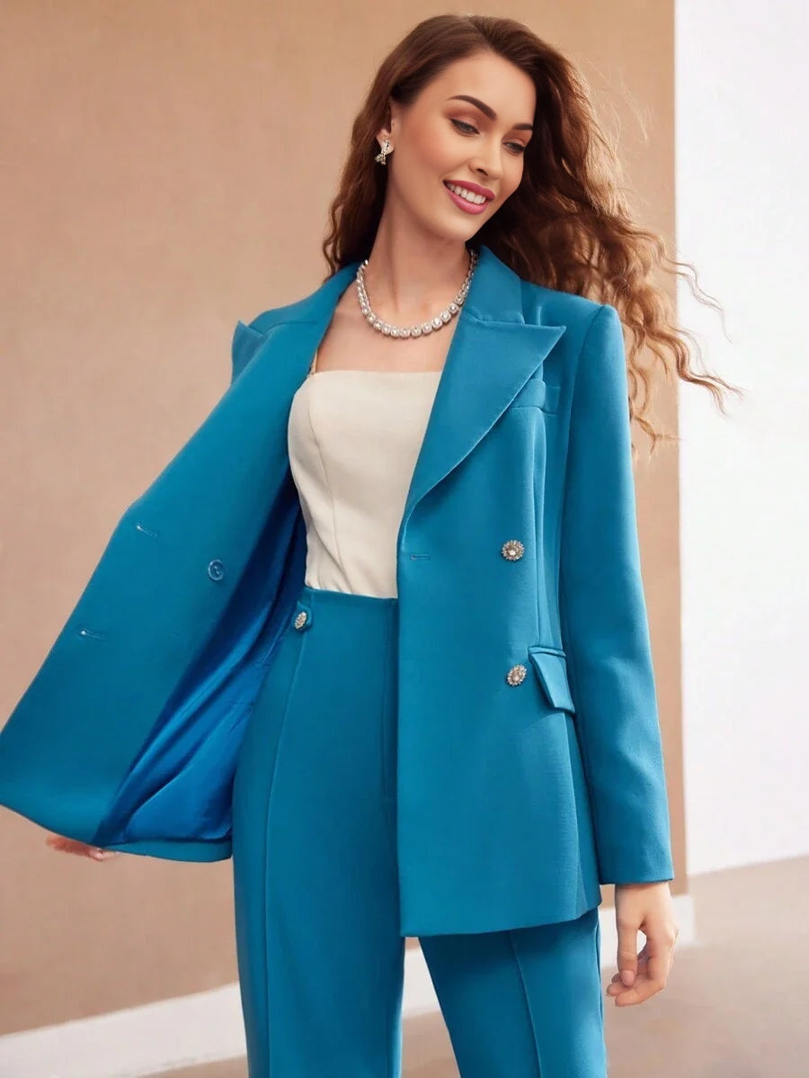 PREMIUM PEAK LAPEL DOUBLE BREASTED BLAZER