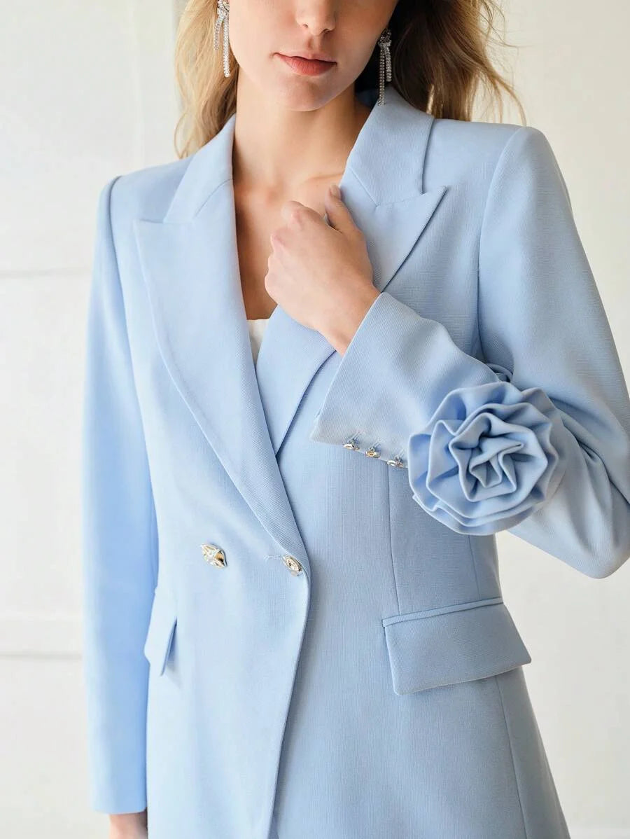 PREMIUM PEAK LAPEL DOUBLE BREASTED BLAZER BELTED BLAZERSPRINGSUMMER